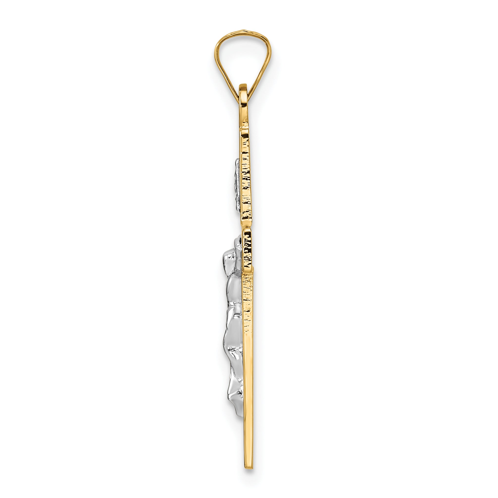 14k Two-tone Polished Solid INRI Crucifix Pendant Secondary image