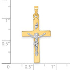 14k Two-tone Polished Solid INRI Crucifix Pendant