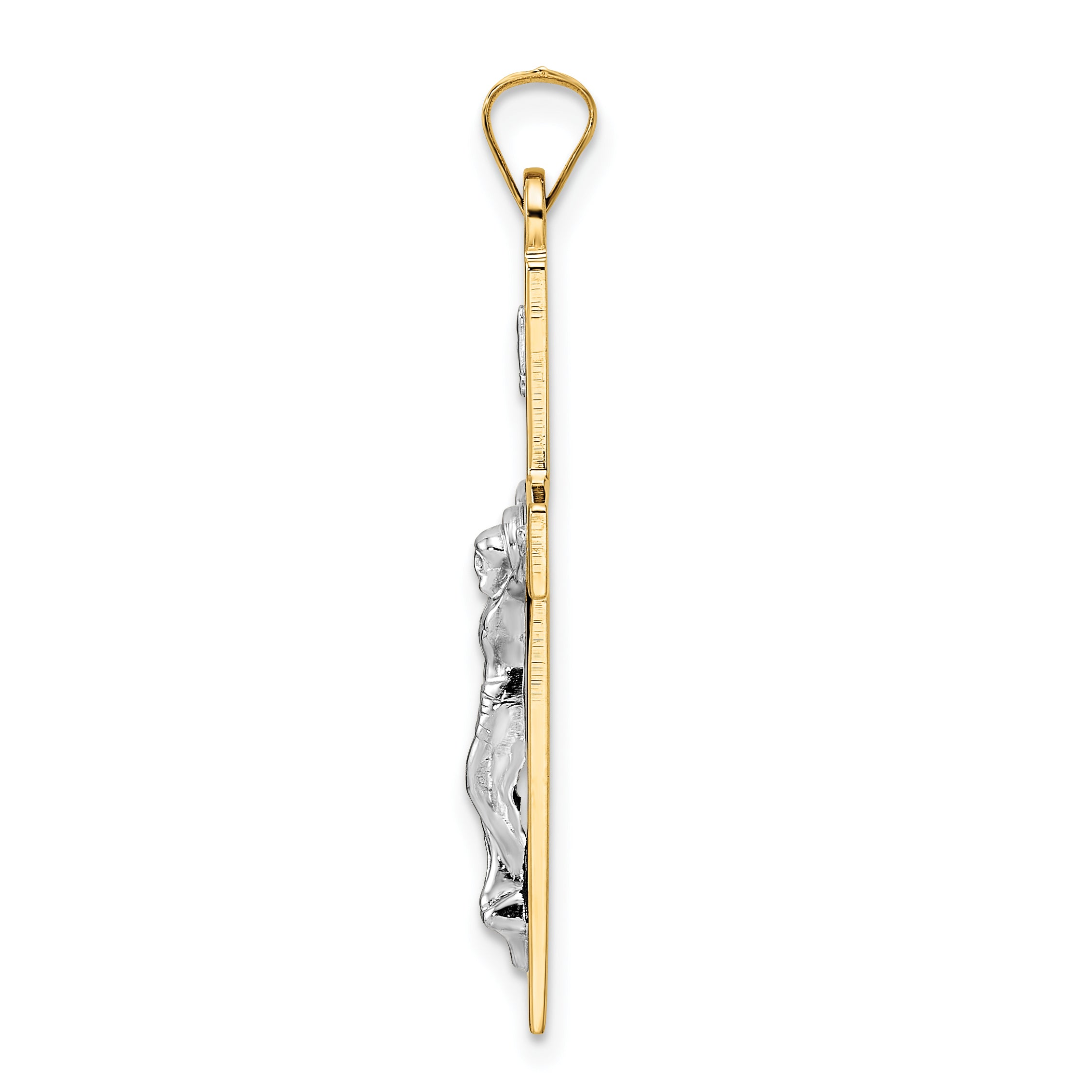 14k Two-tone Polished Solid INRI Crucifix Pendant Secondary image