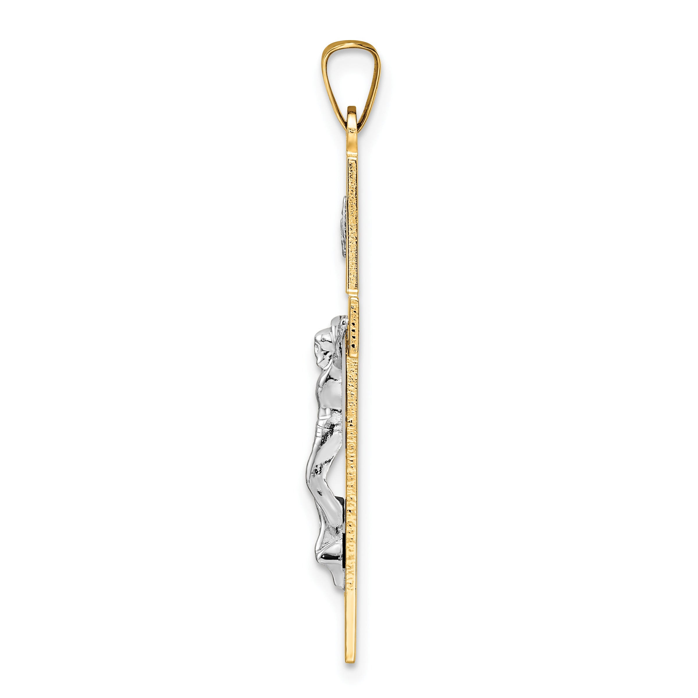 14k Two-tone Polished Solid INRI Crucifix Pendant Secondary image