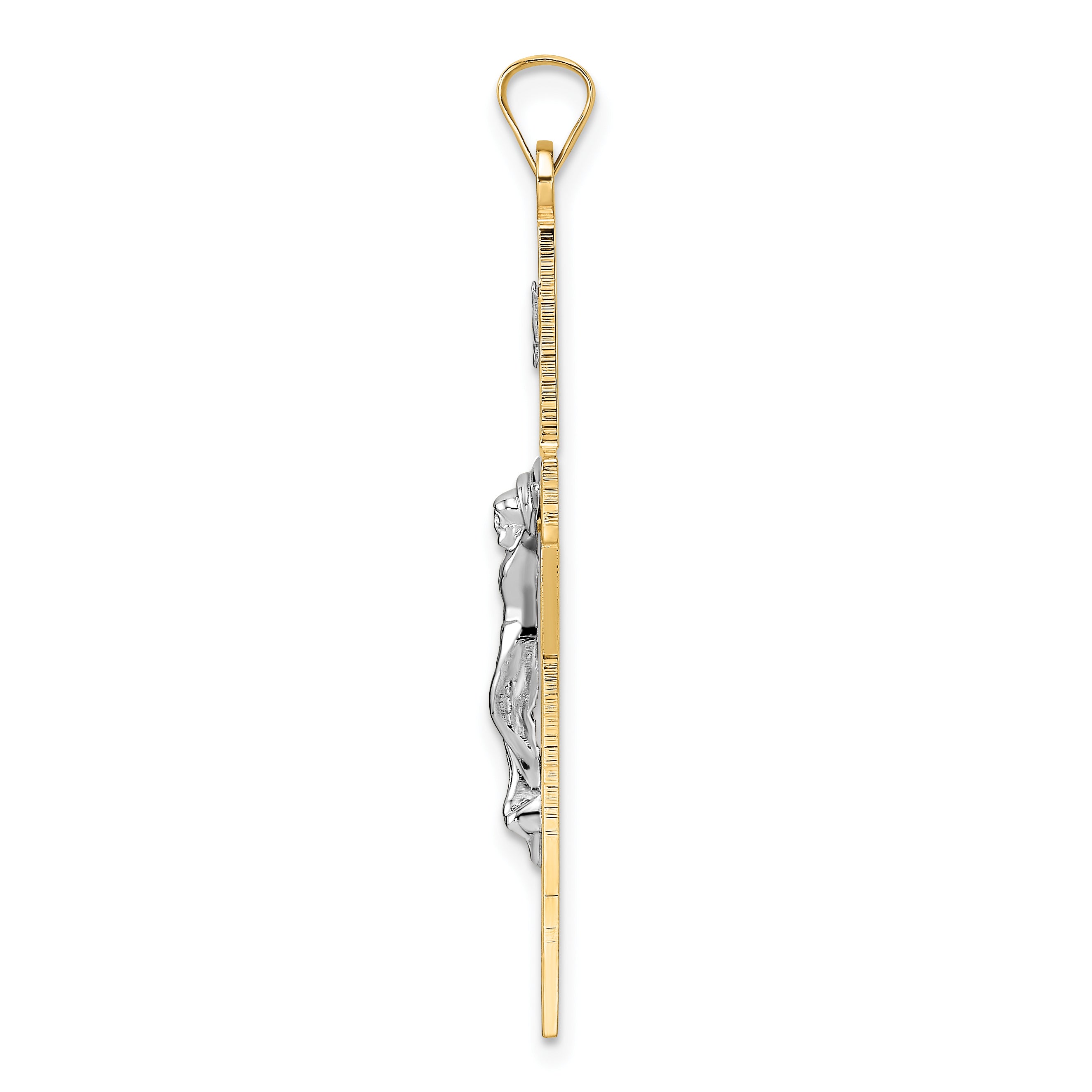 14k Two-tone Polished Solid INRI Crucifix Pendant Secondary image
