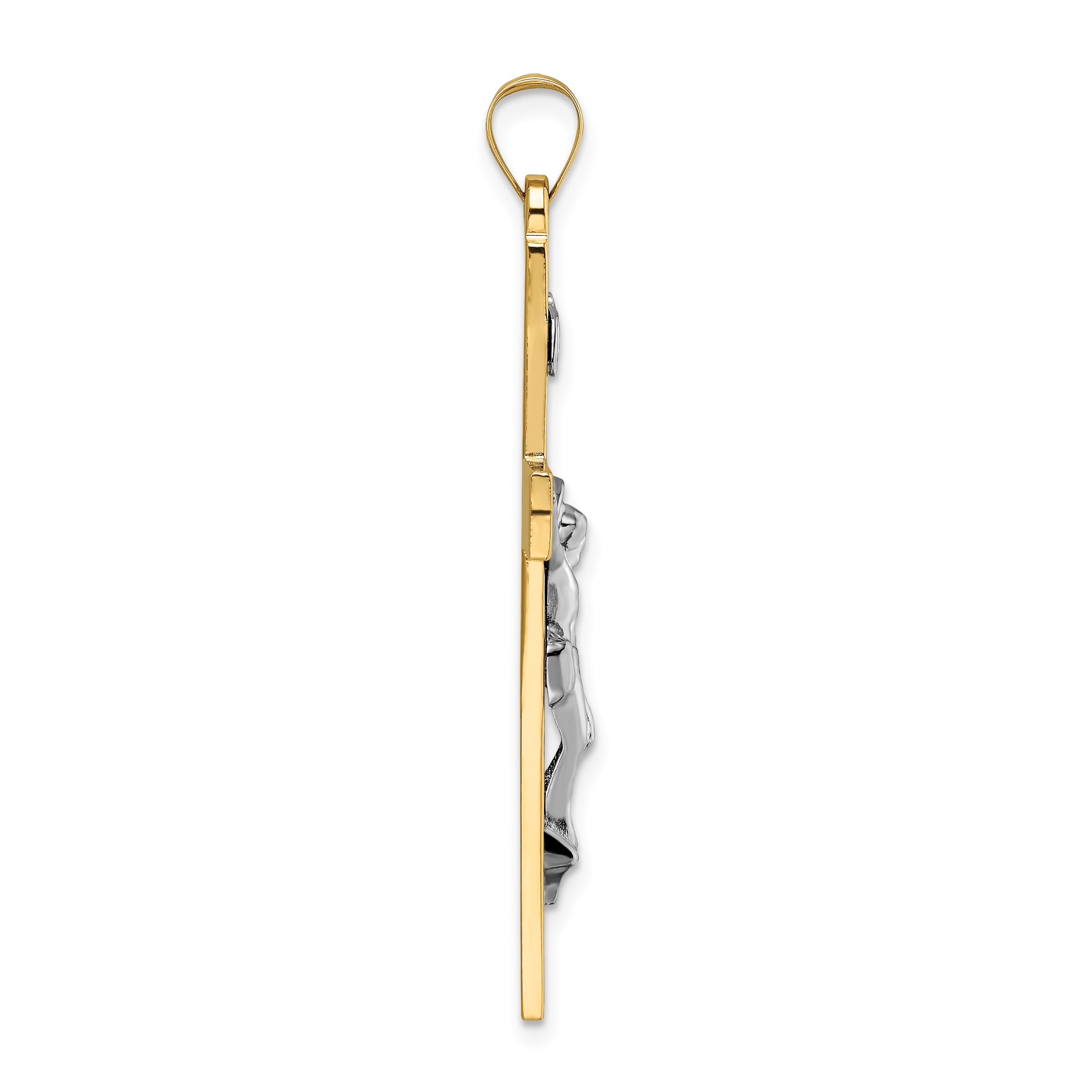 14k Two-tone Polished Solid INRI Crucifix Pendant Secondary image
