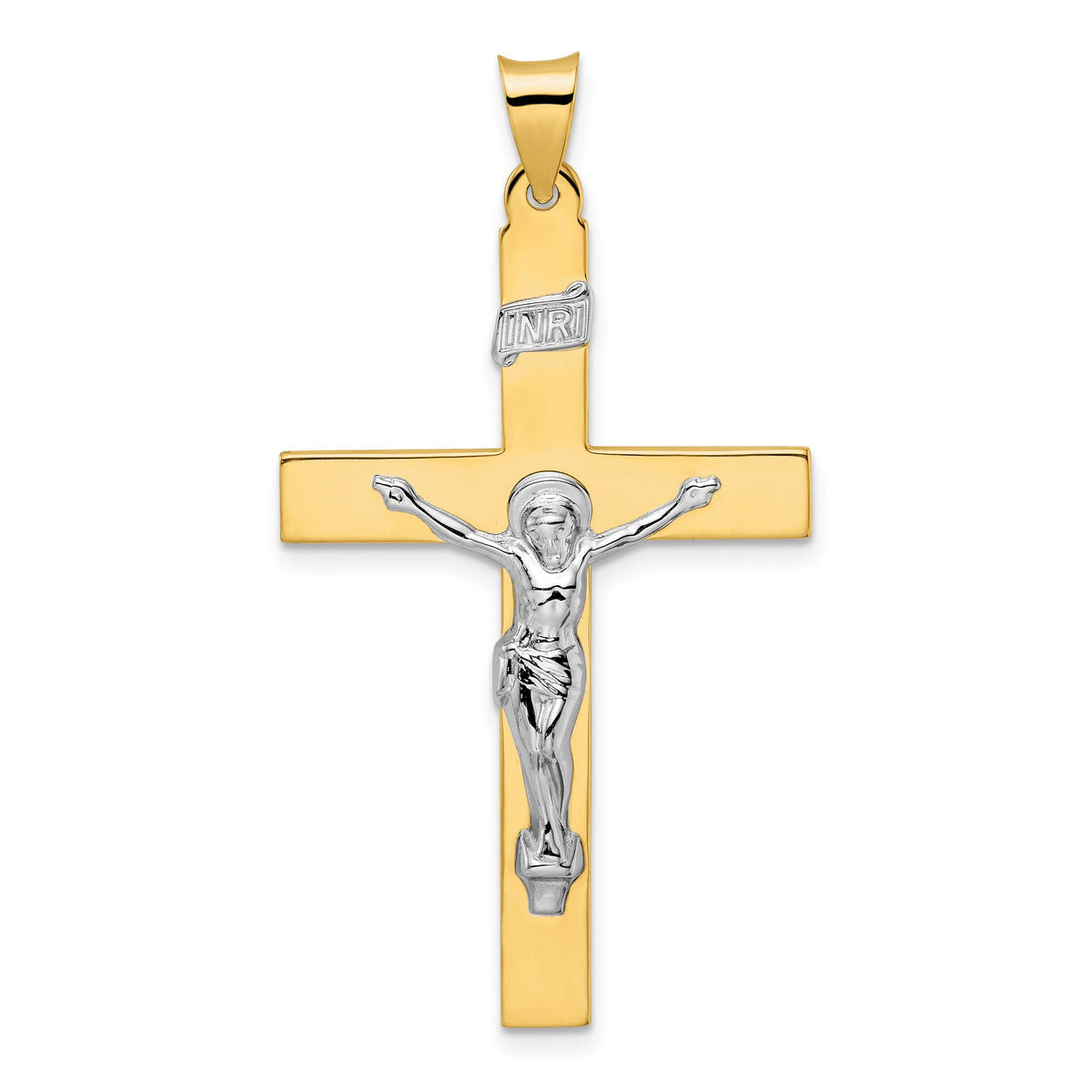 INRI Crucifix Pendant in 14K Two-Tone Gold, 26x43mm - Sophia Jewelers Main image