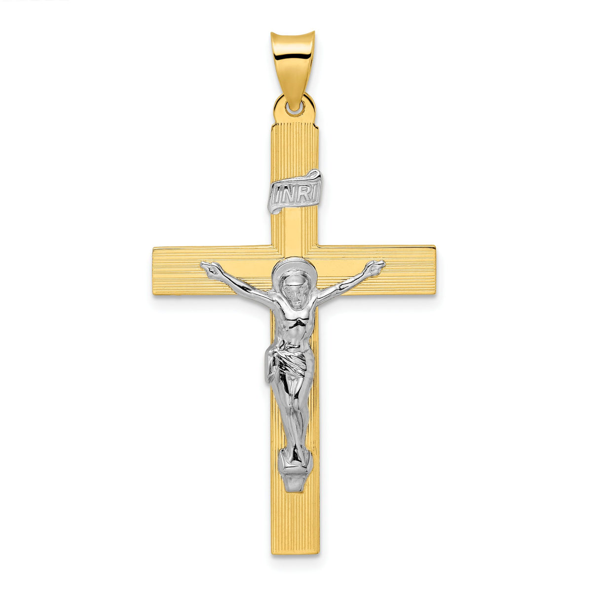 INRI Crucifix Cross Pendant in 14K Two-Tone Gold, 48mm - Sophia Jewelers Main image