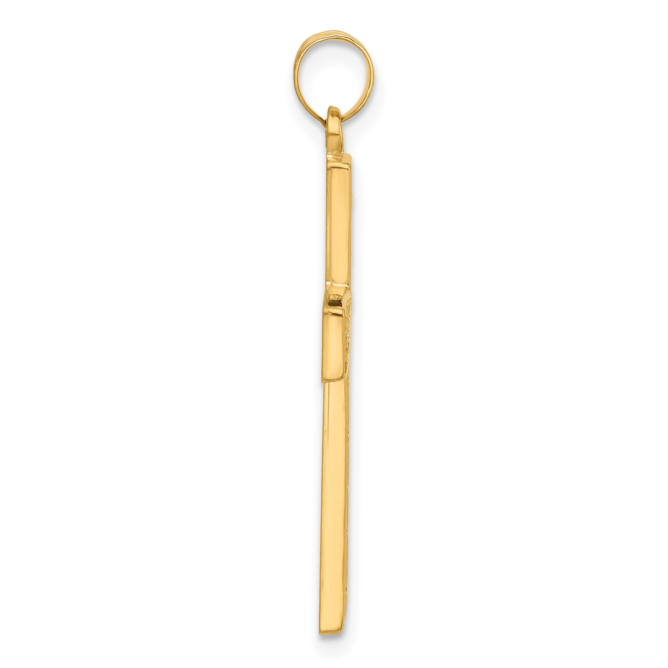 14k Polished and Textured Floral Cross Pendant Secondary image
