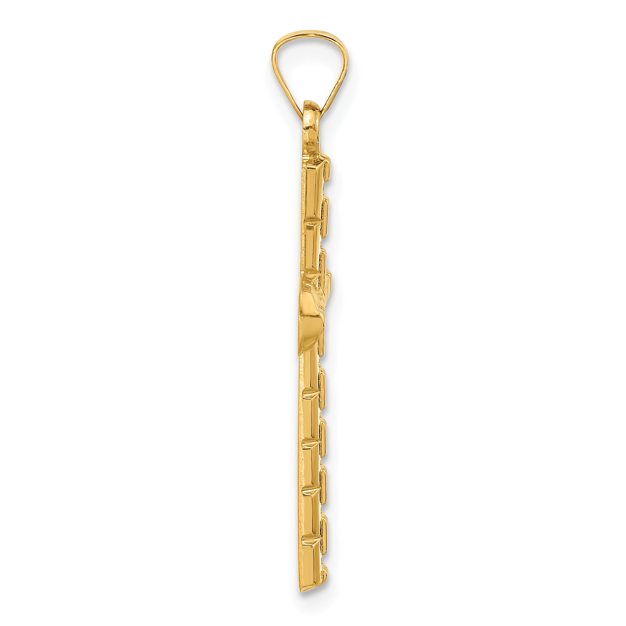 14k Polished and Textured Hollow Latin Cross Pendant Secondary image