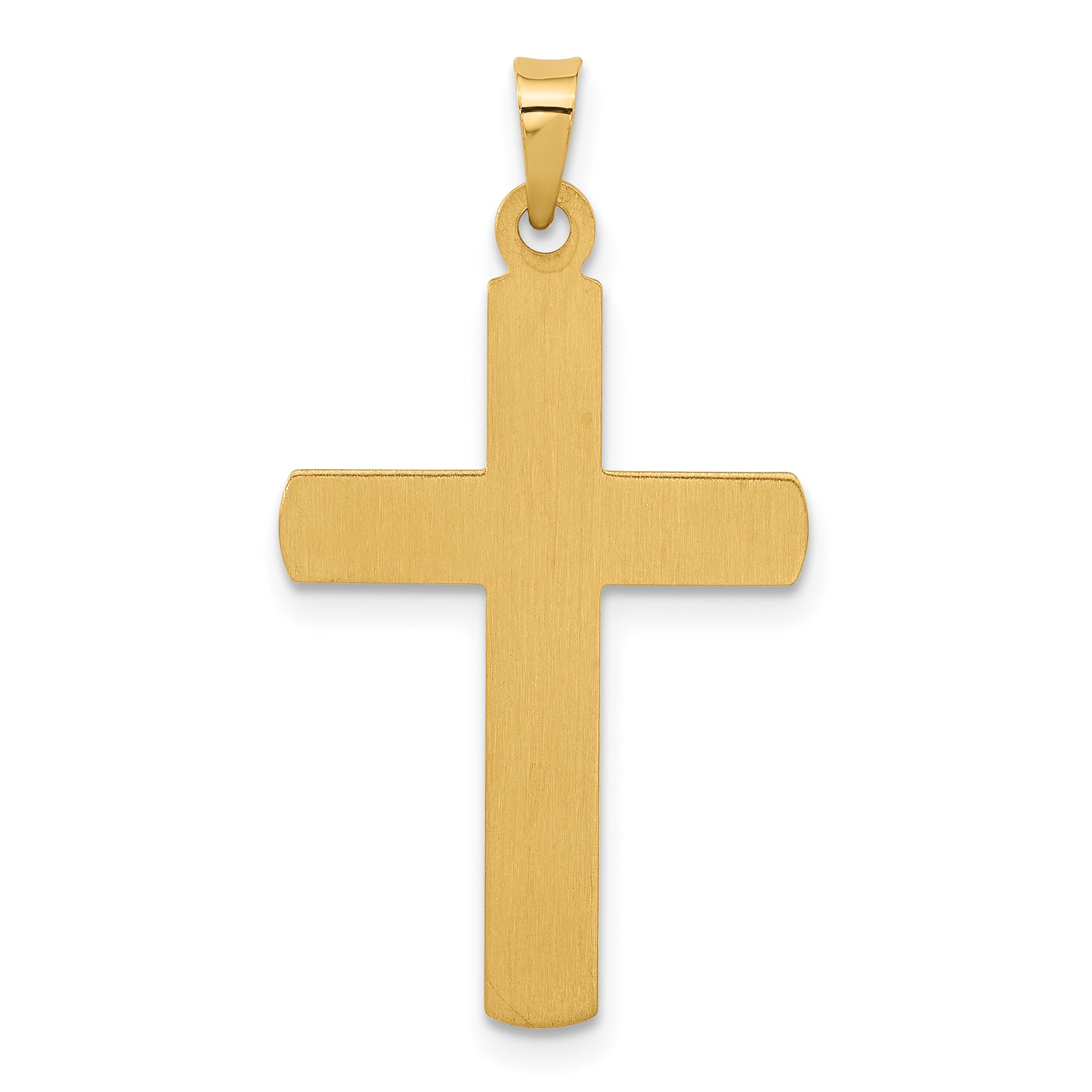 14k Polished and Textured Hollow Latin Cross Pendant