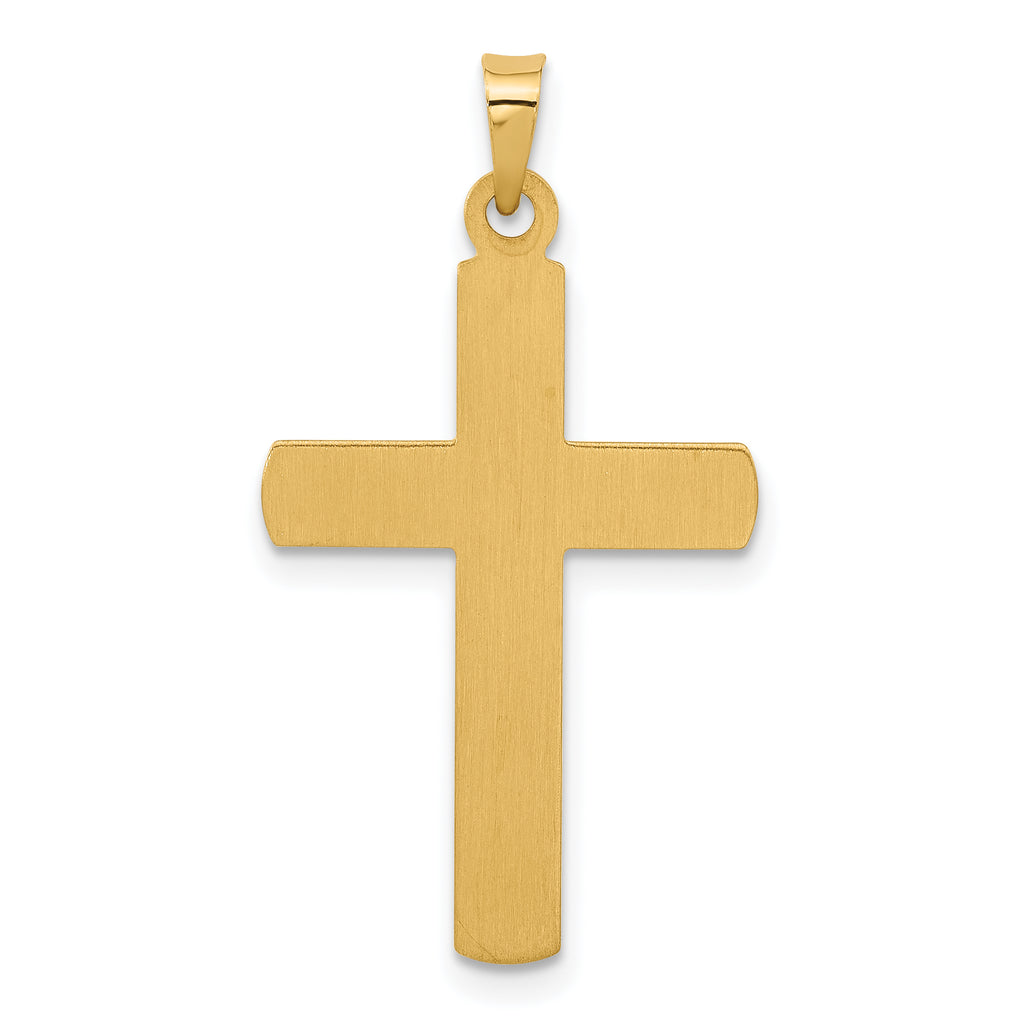 14k Polished and Textured Hollow Latin Cross Pendant