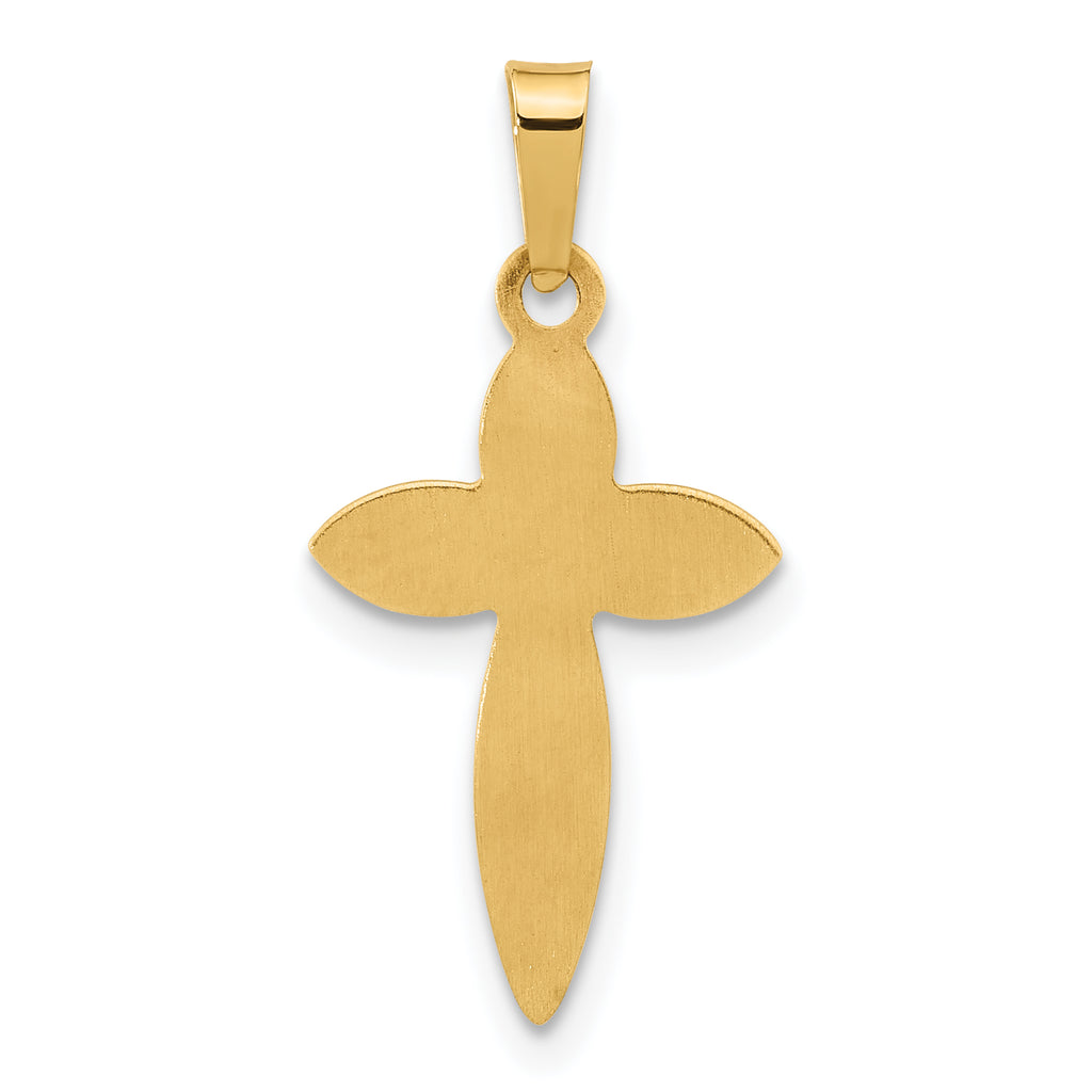 14k Polished and Beaded Hollow Edge Passion Cross Pendant