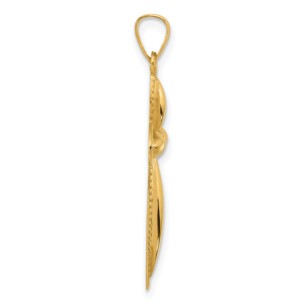 14k Polished and Beaded Hollow Edge Passion Cross Pendant