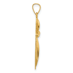 14k Polished and Beaded Hollow Edge Passion Cross Pendant