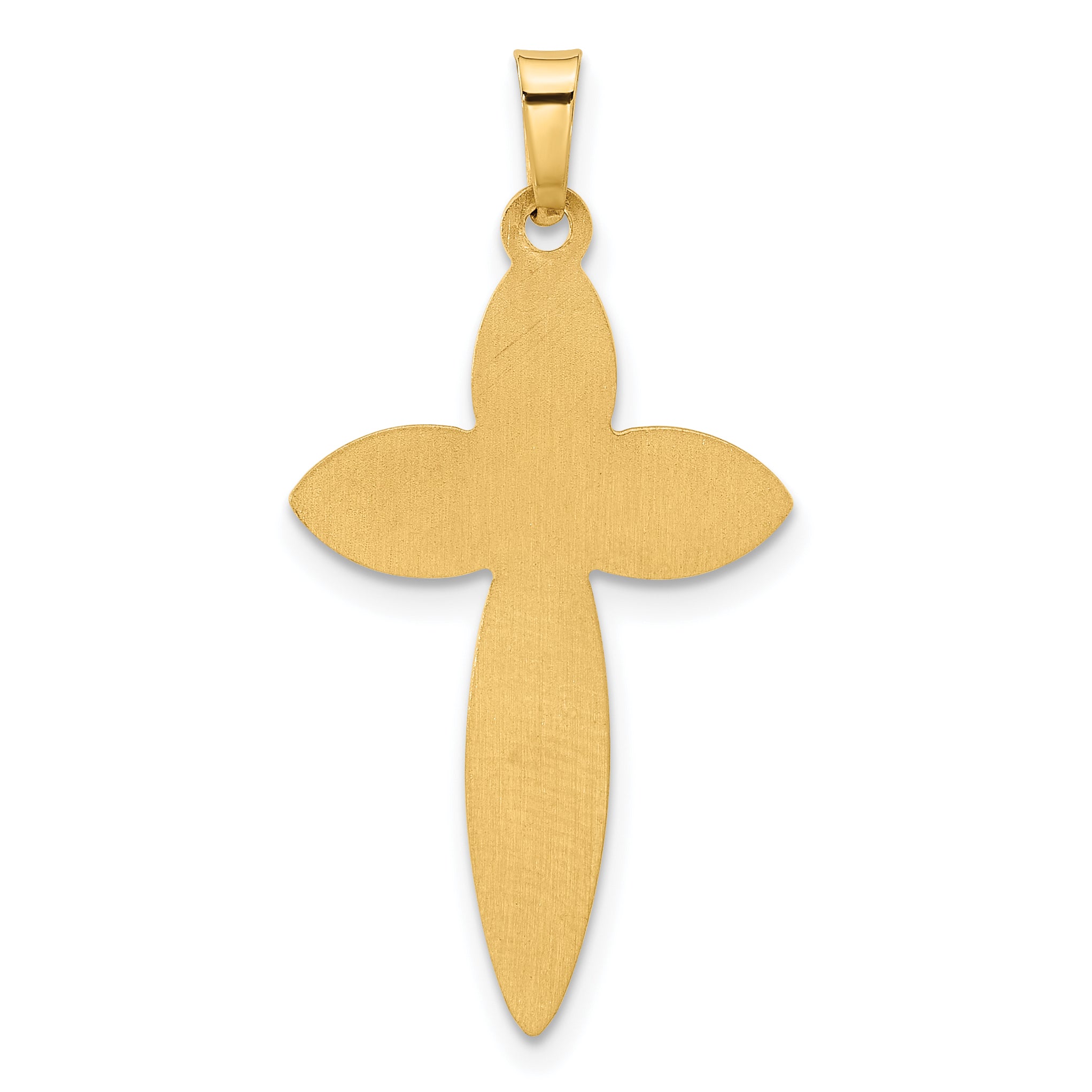 14k Polished and Beaded Hollow Edge Passion Cross Pendant