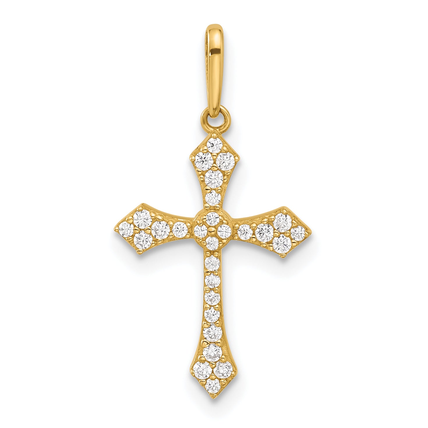 14k Polished CZ Passion Cross Pendant Main image