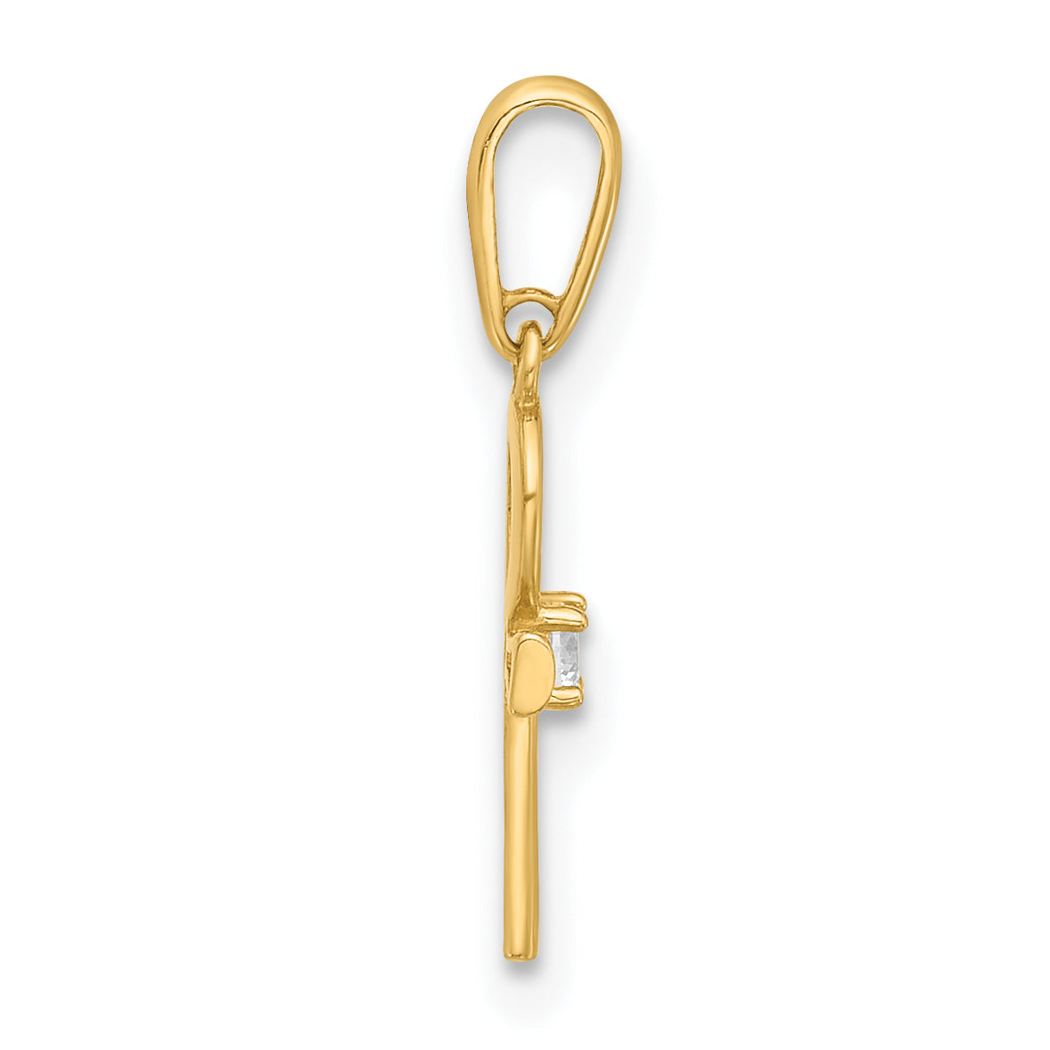 14k Polished CZ Ankh Cross Pendant Secondary image