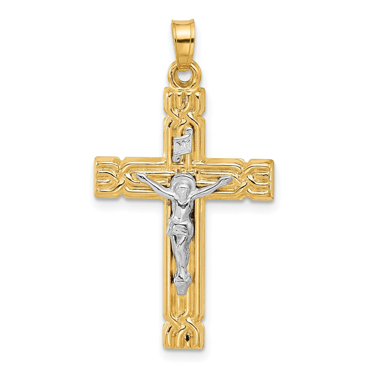 INRI Crucifix Pendant in 14K Two-Tone Gold, 19x28mm - Sophia Jewelers Main image