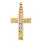 14k Two-Tone Hollow INRI Crucifix Pendent