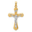 14k Two-Tone Grooved Hollow INRI Crucifix Pendent