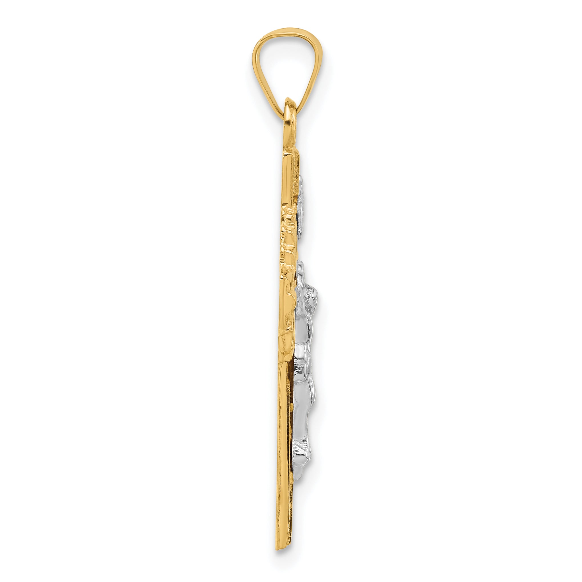 14k Two-Tone Hollow INRI Crucifix Pendent Secondary image