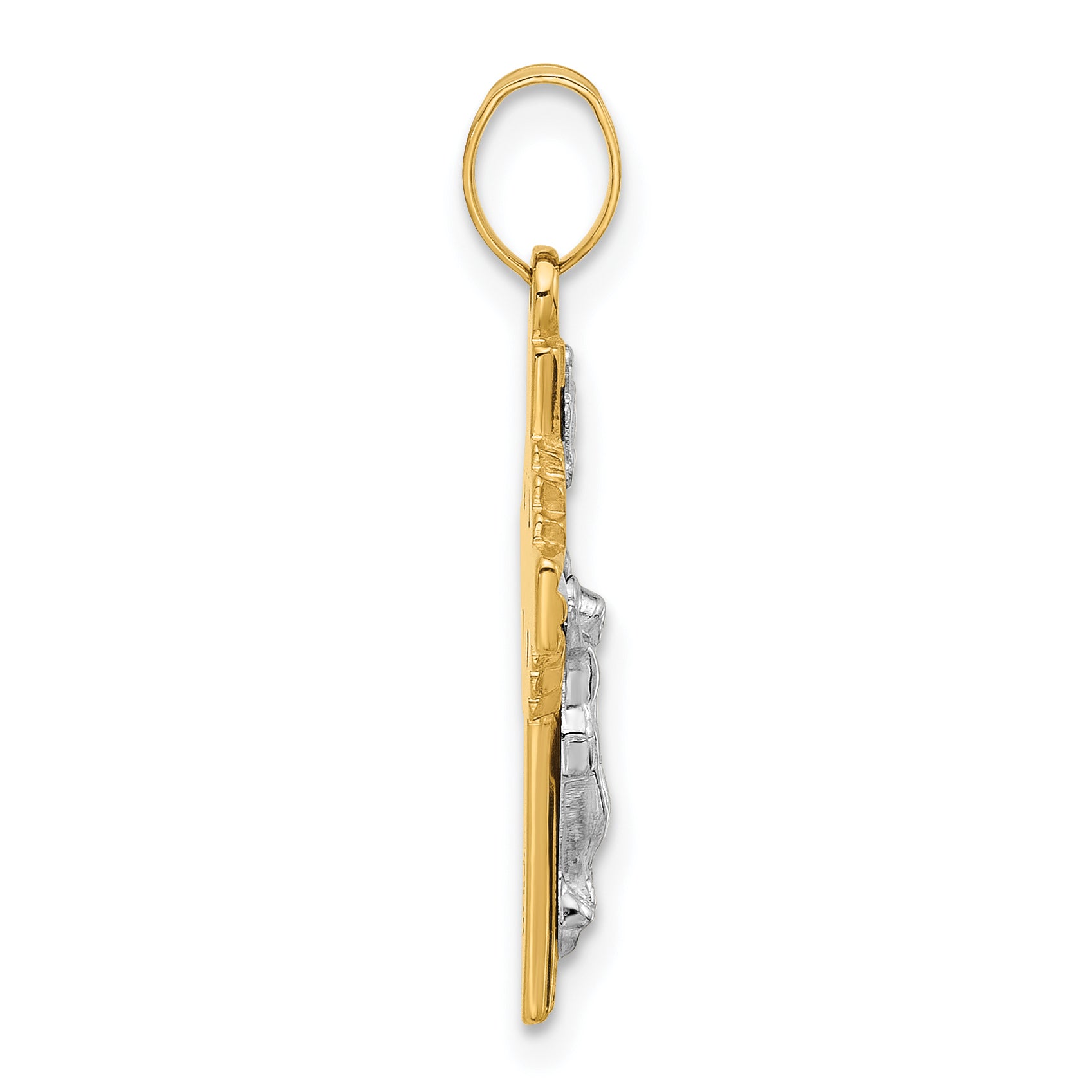 14k Two-Tone Hollow INRI Crucifix Pendent