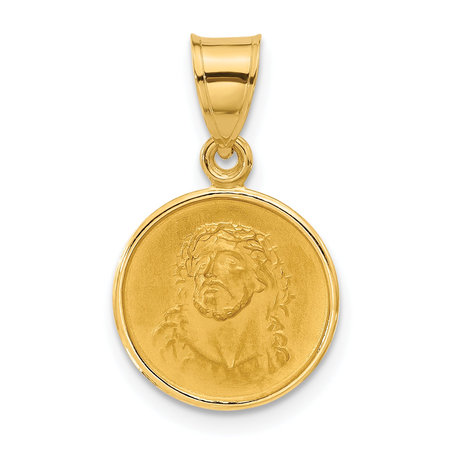 14k Polished and Satin Solid Face of Jesus Medal Main image