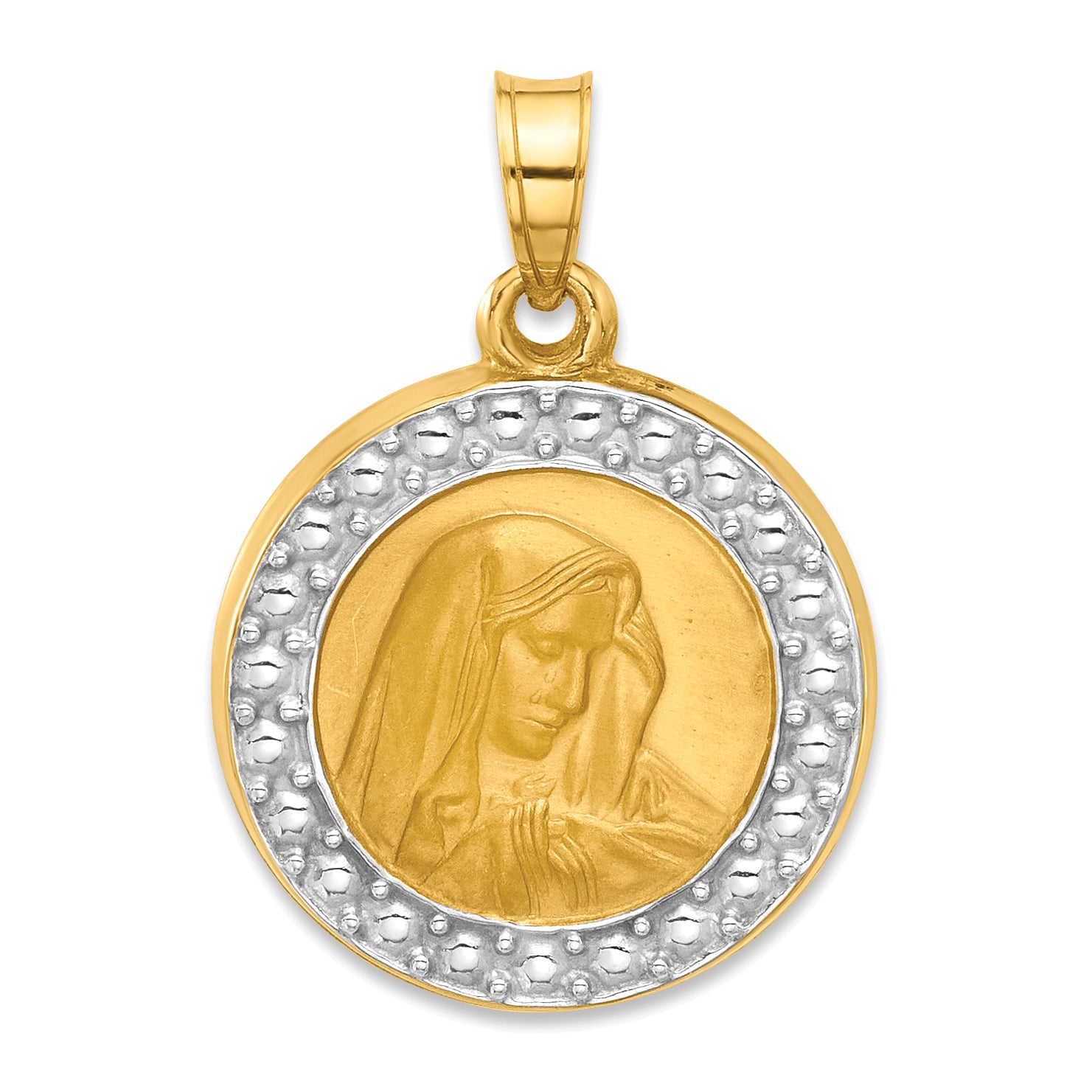 14k and Rhodium Hollow Lady of Sorrows Pendant Main image