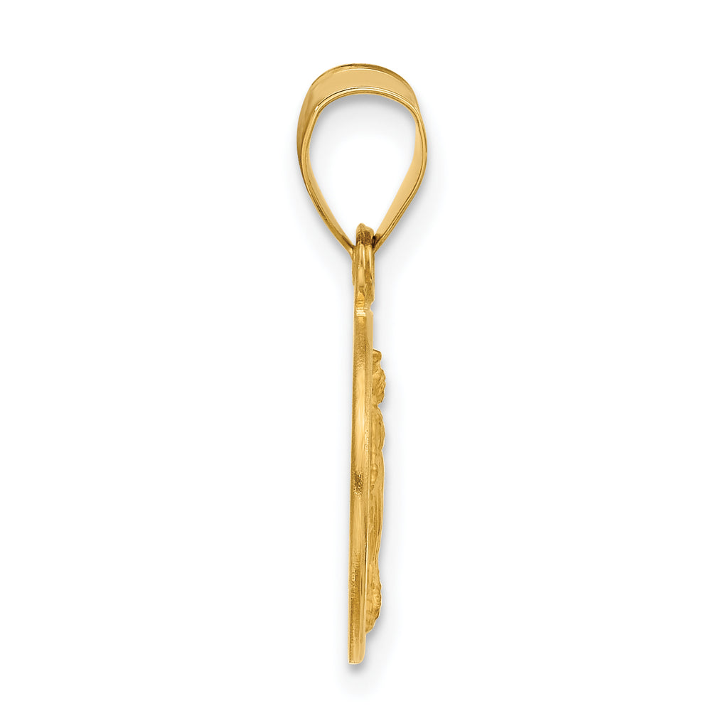 14k Polished and Satin Solid Miraculous Mary Plain Back Medal