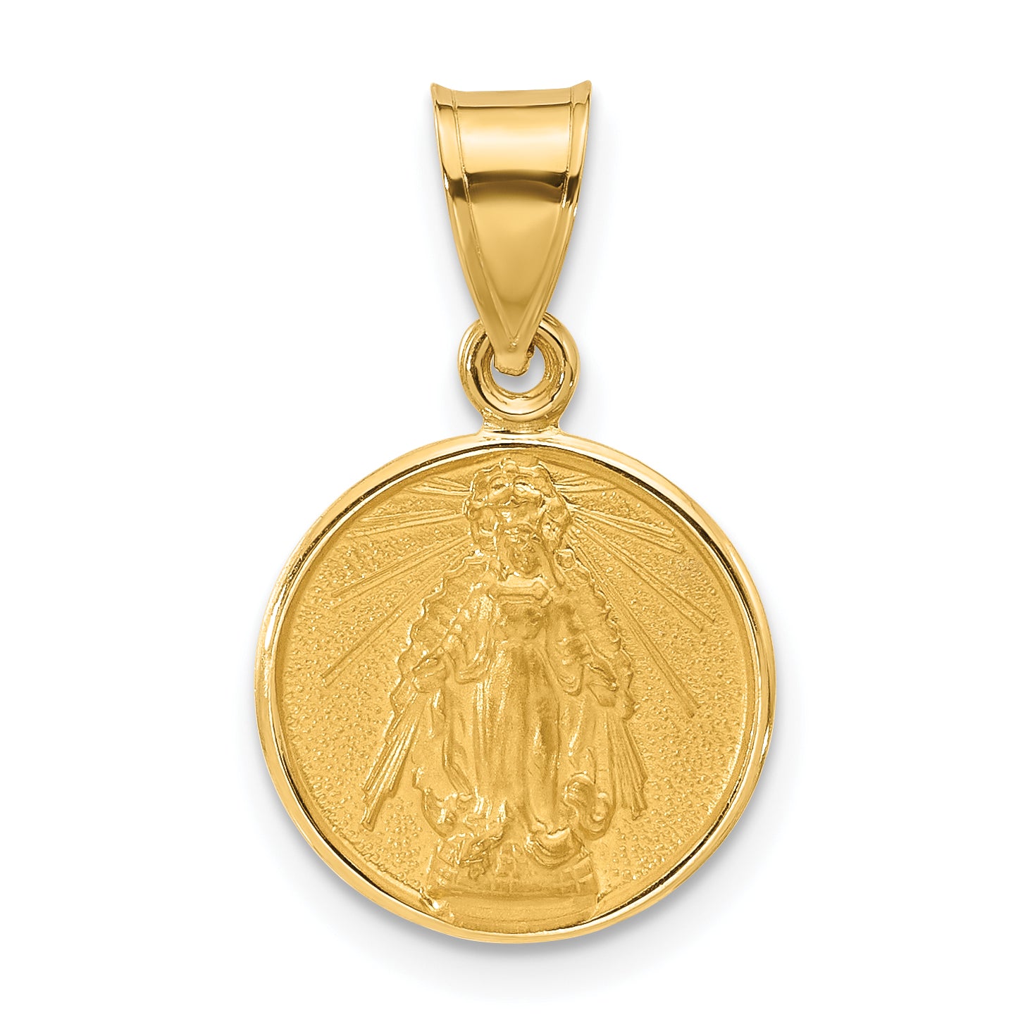 14k Polished and Satin Solid Miraculous Mary Plain Back Medal Main image
