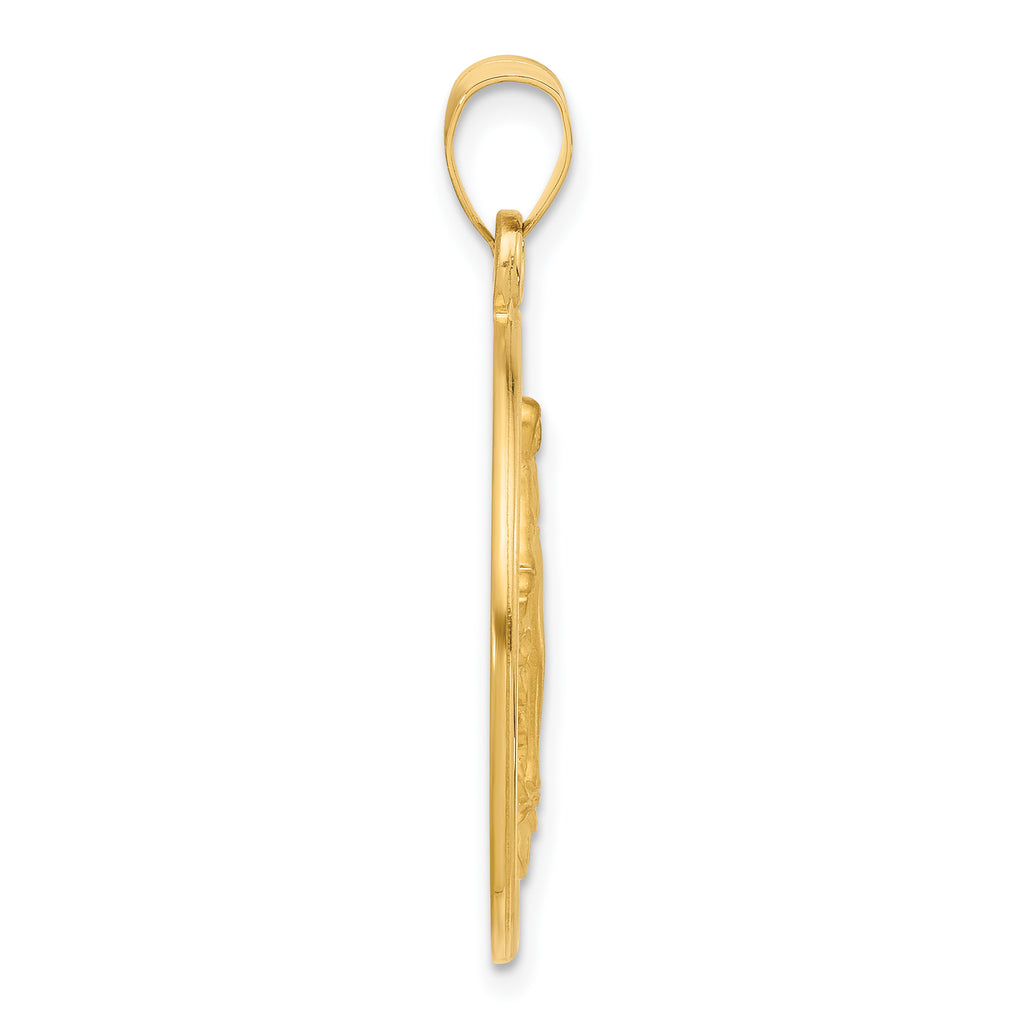 14k Polished and Satin Solid Miraculous Mary Plain Back Medal
