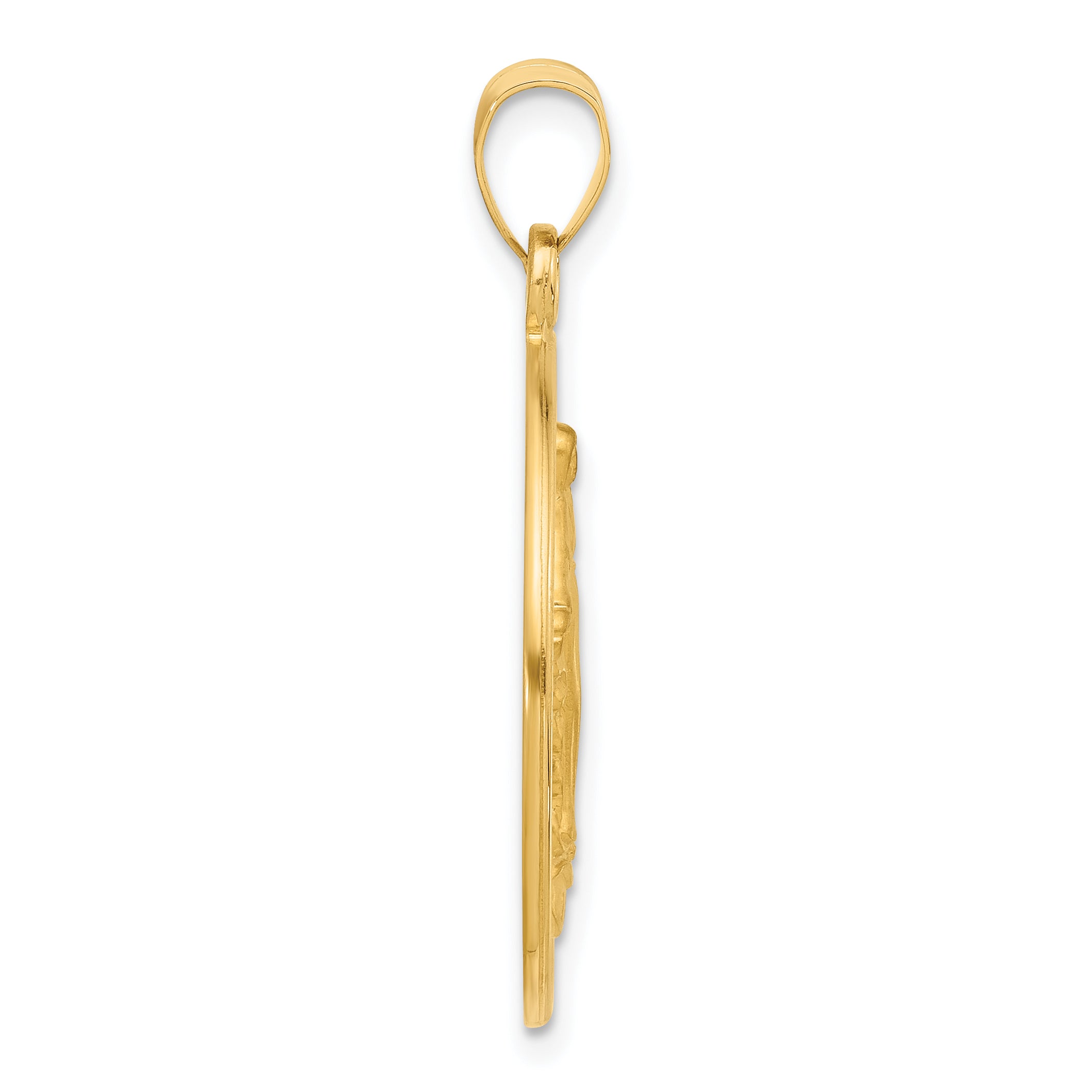 14k Polished and Satin Solid Miraculous Mary Plain Back Medal