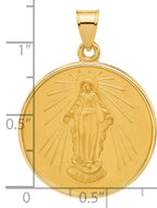 14k Polished and Satin Solid Miraculous Mary Plain Back Medal