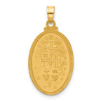 14K with Rhodium Satin and Polished Miraculous Medal Solid Oval Pendant