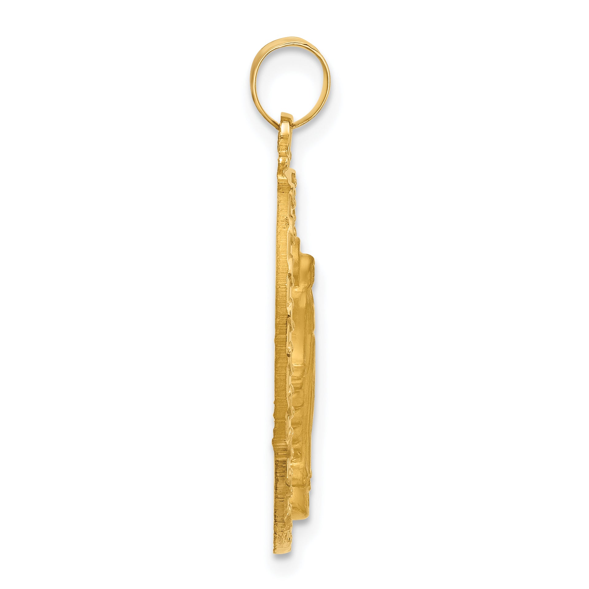 14k Satin and Polished Miraculous Medal Solid Oval Pendant Secondary image