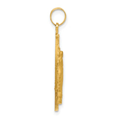 14k Satin and Polished Miraculous Medal Solid Oval Pendant