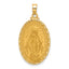 14k Satin and Polished Miraculous Medal Solid Oval Pendant