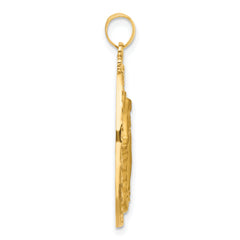 14k Satin and Polished Miraculous Medal Solid Oval Pendant