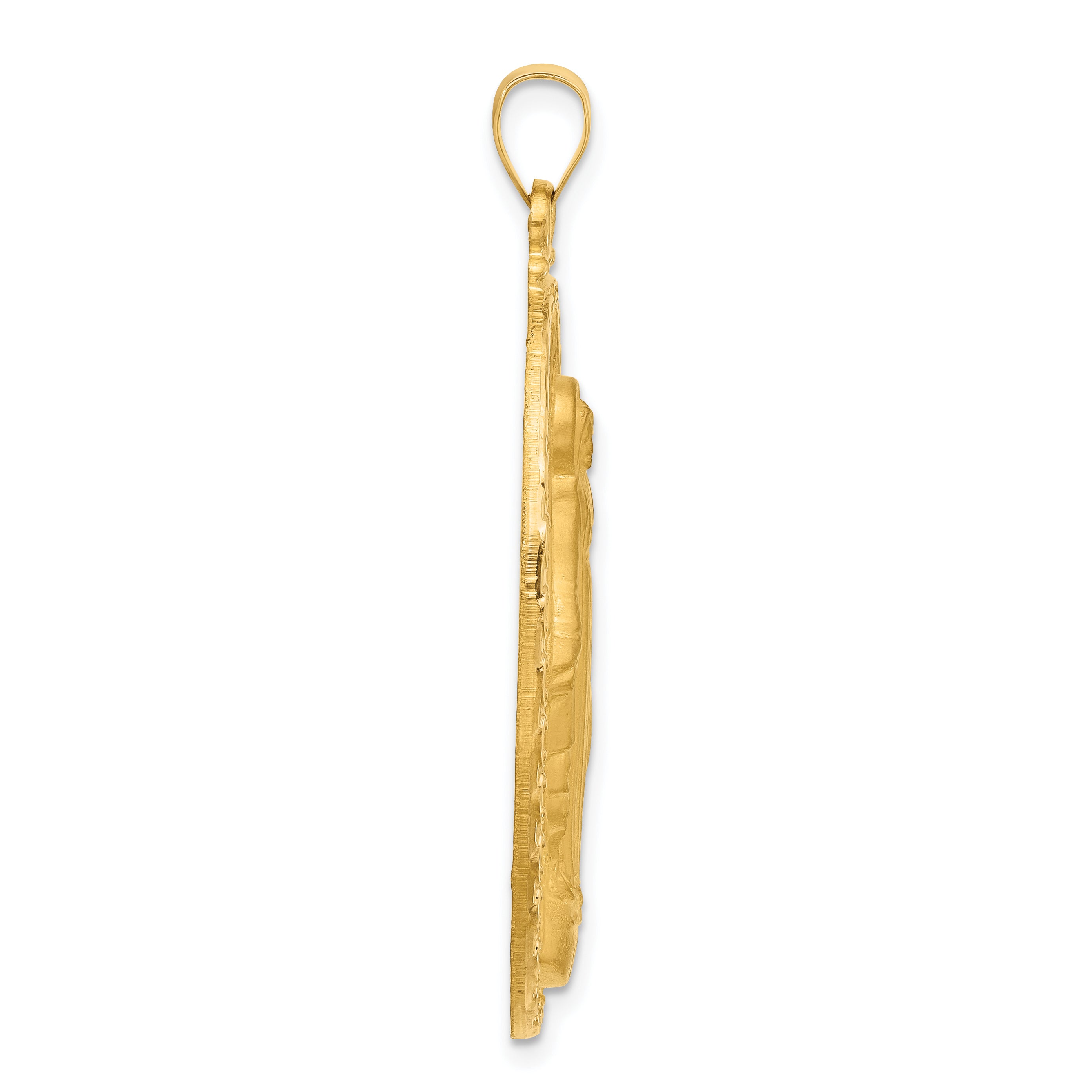14k Satin and Polished Miraculous Medal Solid Oval Pendant Secondary image