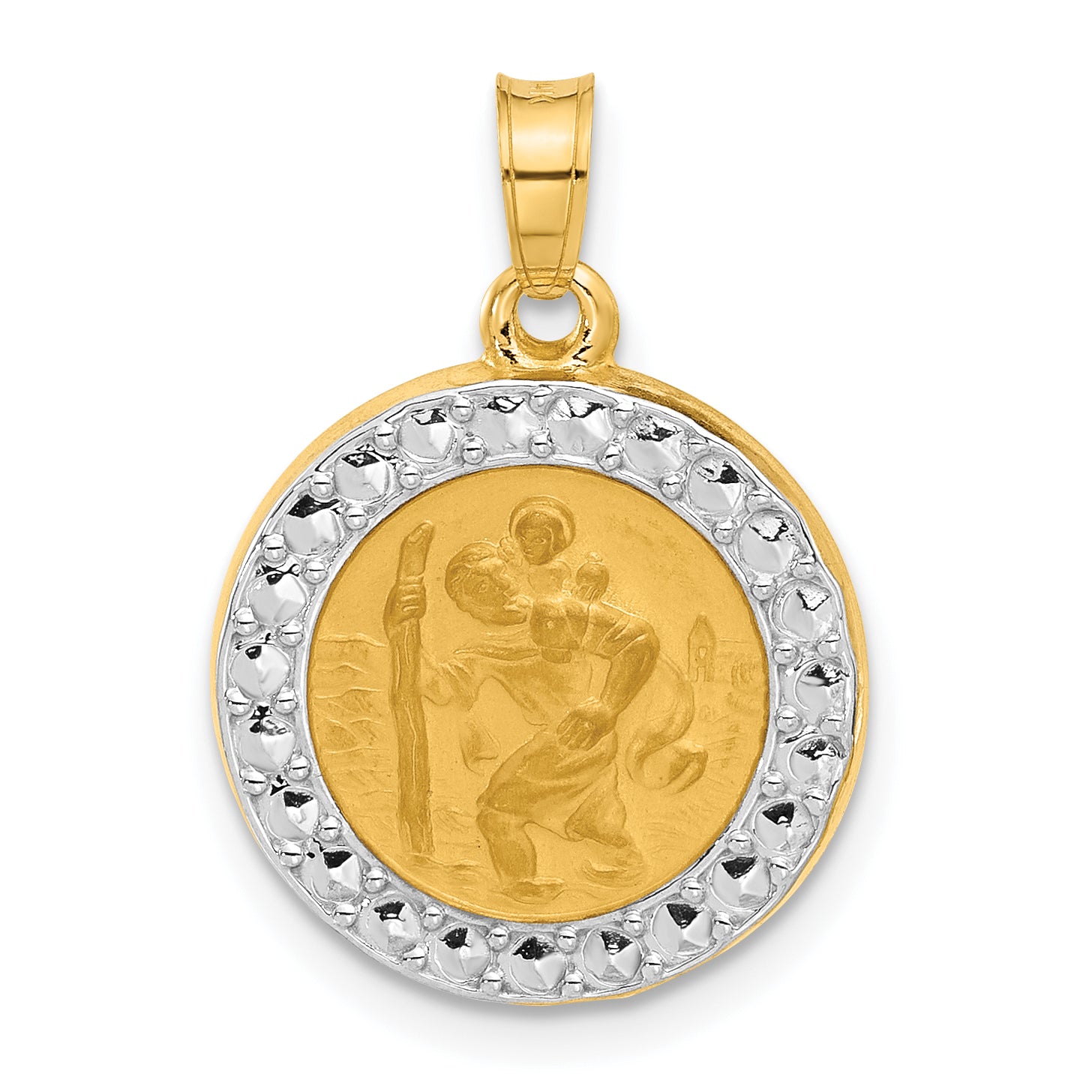 14K with White Rhodium Hollow St. Christopher Medal Main image