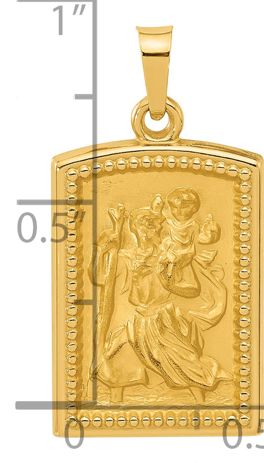 14K Rectangular Hollow St. Christopher Medal