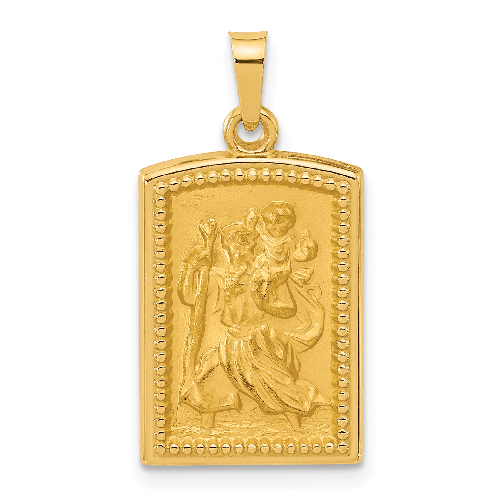 14K Rectangular Hollow St. Christopher Medal Main image