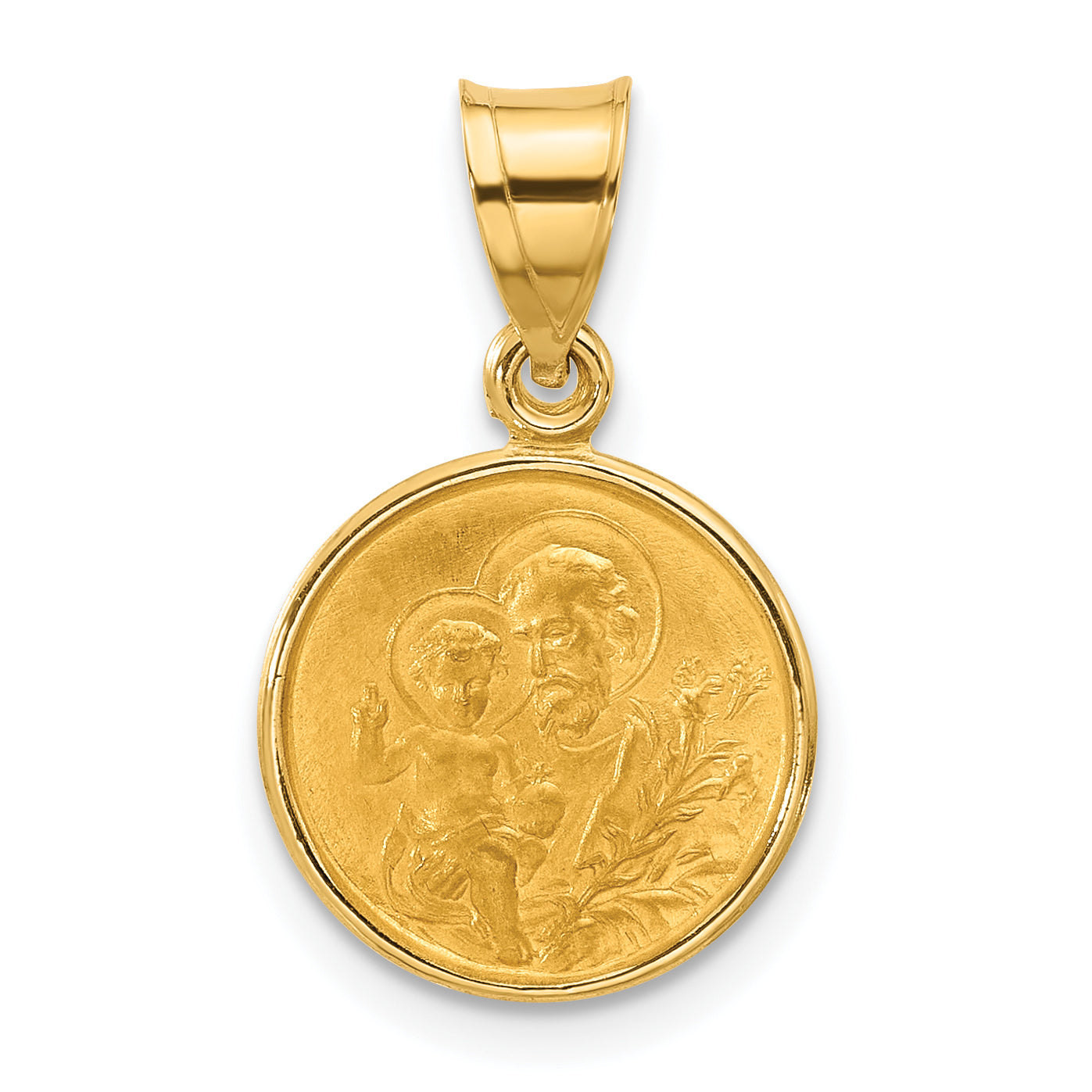 14k Polished and Satin Solid St Joseph Medal Main image