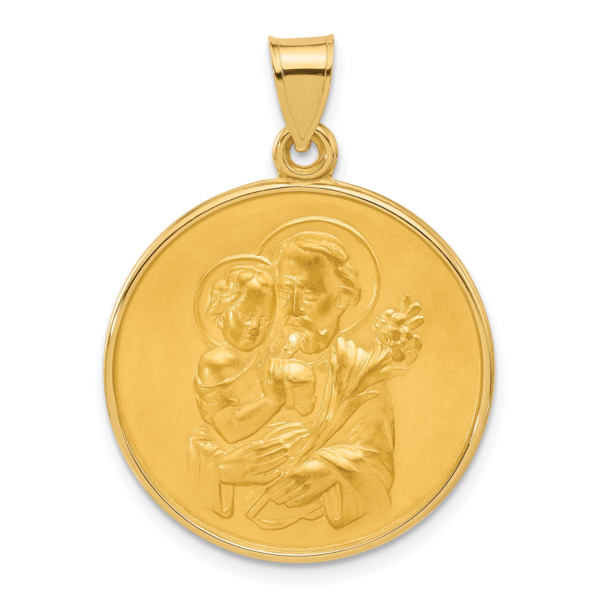 14k Polished and Satin Solid St Joseph Medal Main image