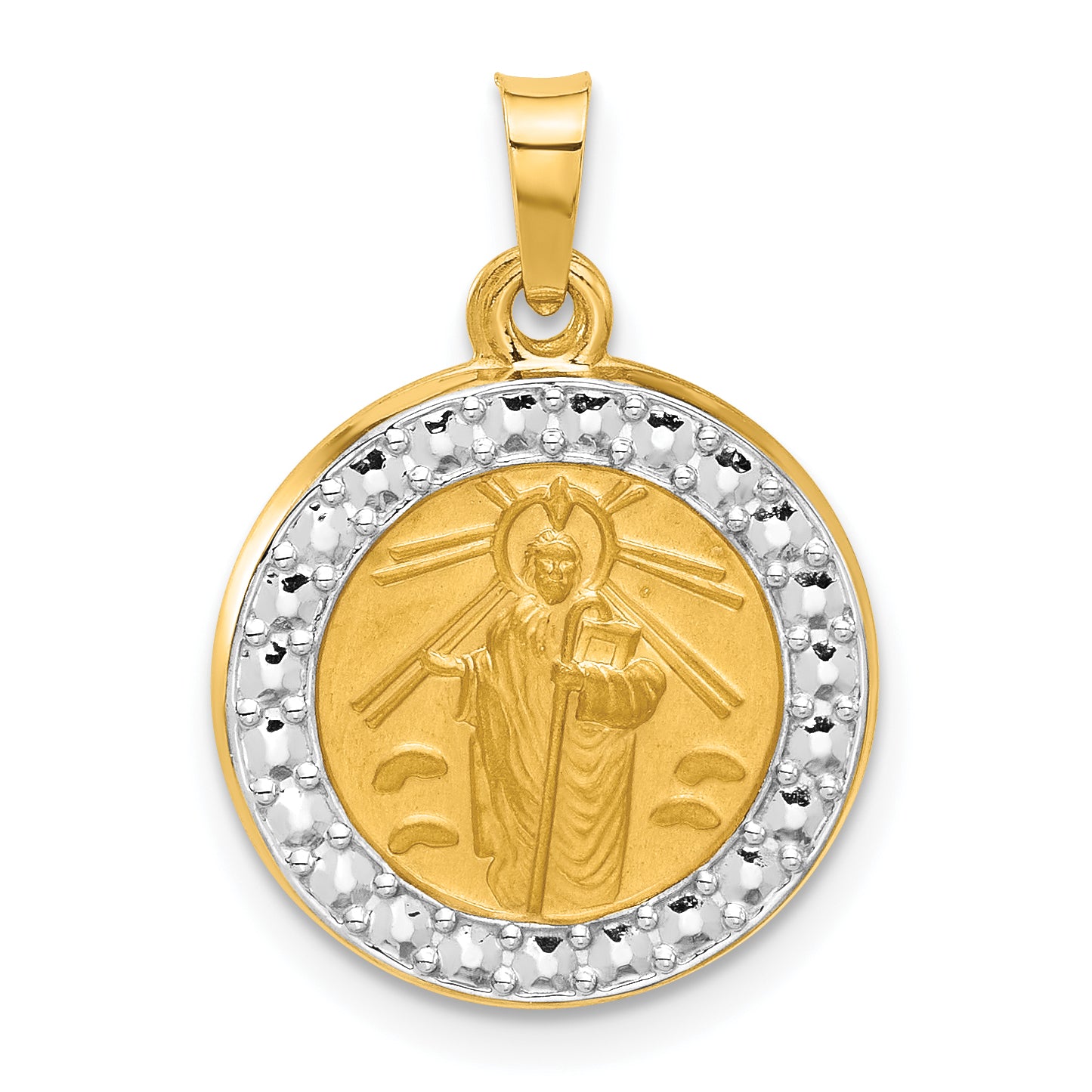 14K with White Rhodium Hollow St. Jude Thaddeus Medal Main image