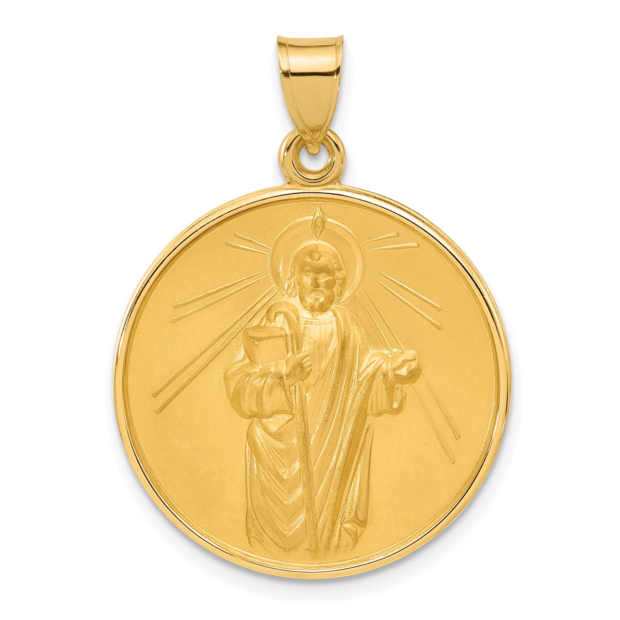 14k Polished and Satin Solid St Jude Thaddeus Medal Main image