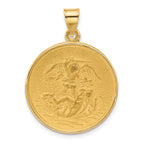 14k Polished and Satin Solid St. Michael Medal