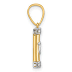 14k with White Rhodium Polished Mezuzah Pendant