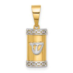 14k with White Rhodium Polished Mezuzah Pendant