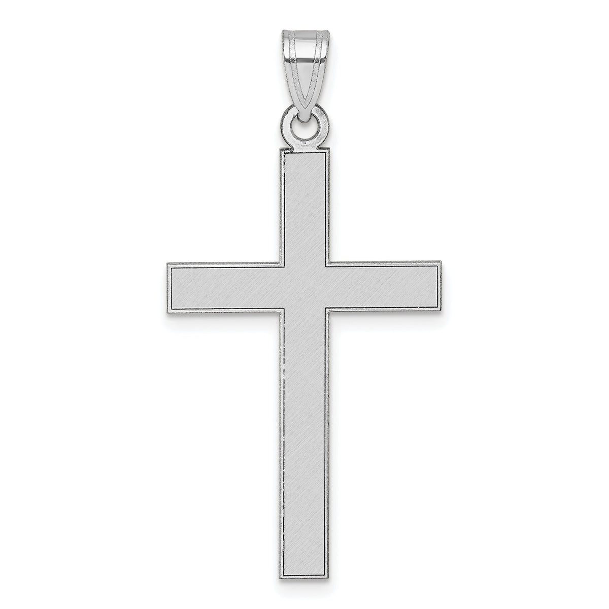 Florentine Cross Pendant in 14K White Gold, 43mm Brushed & Satin - Sophia Jewelers Main image