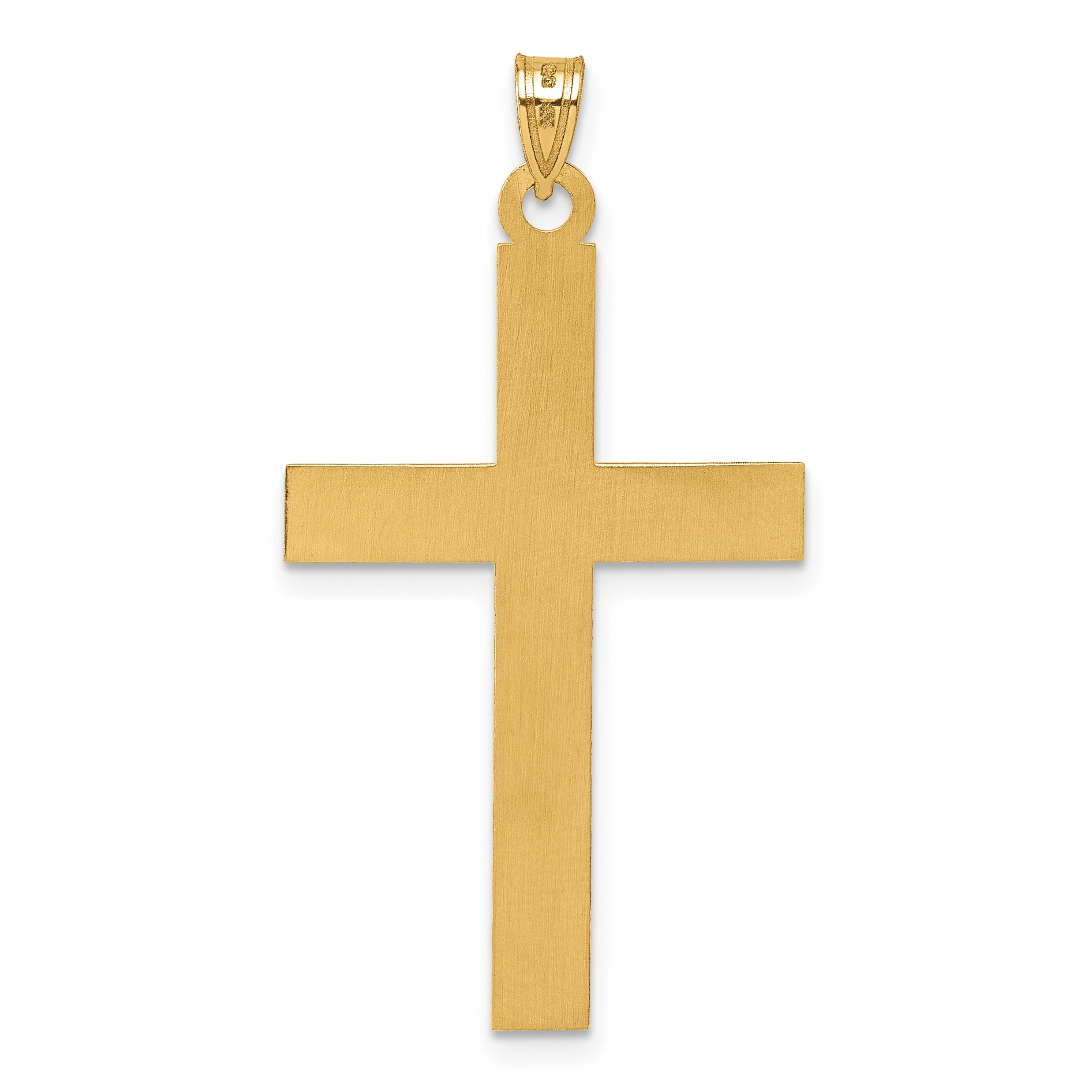 14k Laser Etched Cross Charm