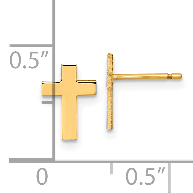 14k Polished Cross Post Earrings Secondary image