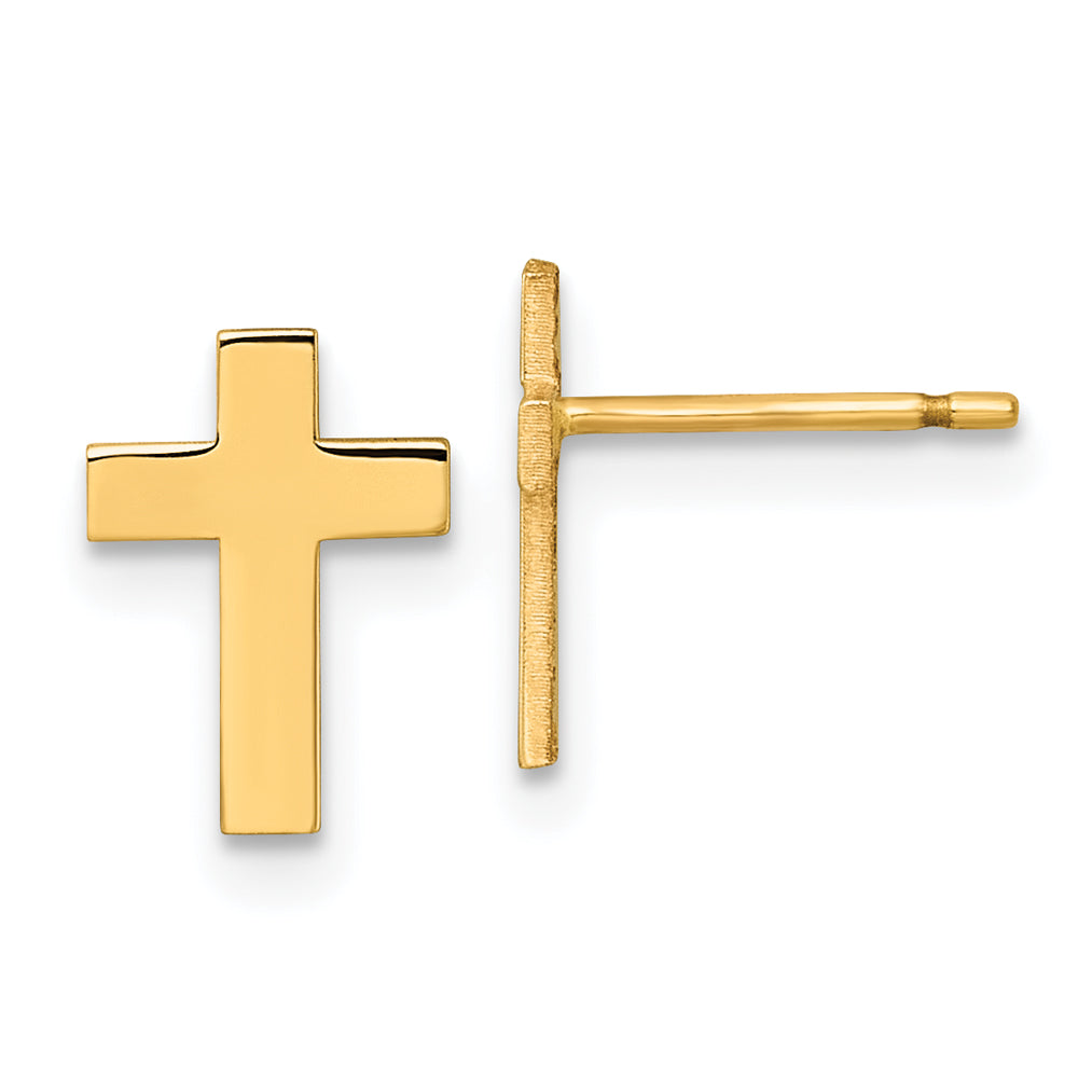 14k Polished Cross Post Earrings Main image
